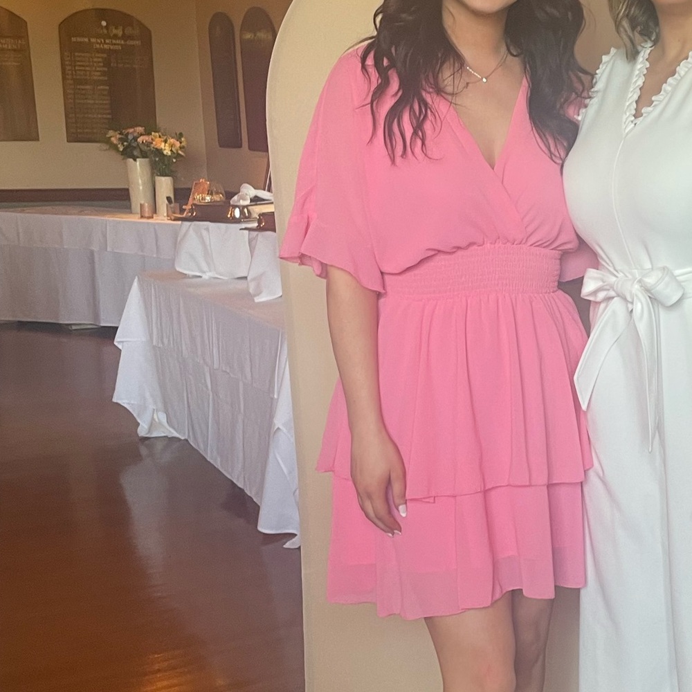 Gorgeous Pink Chiffon Dress - size L!